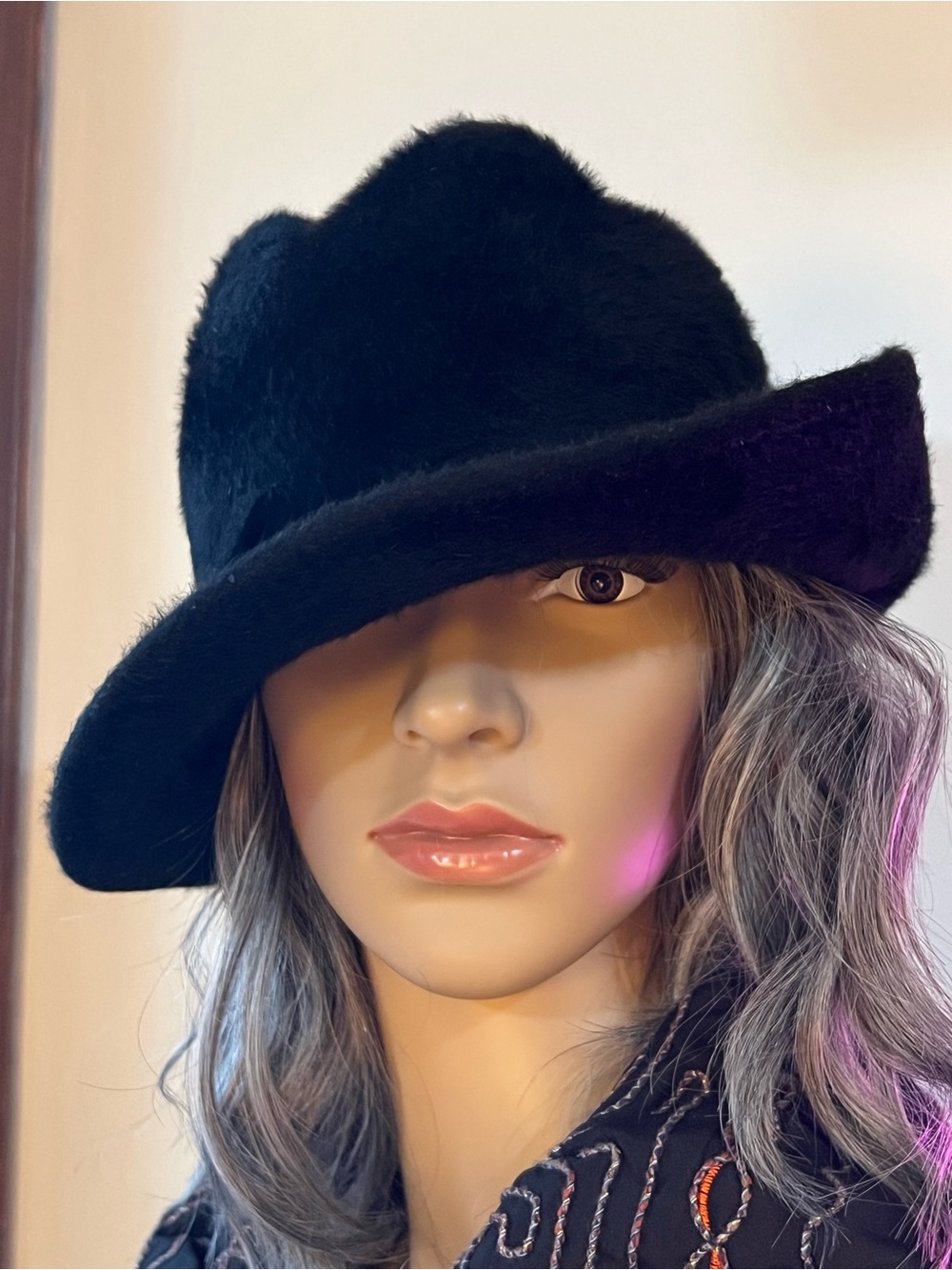 Vintage Simpsons Black Felt Fur Structured Hat